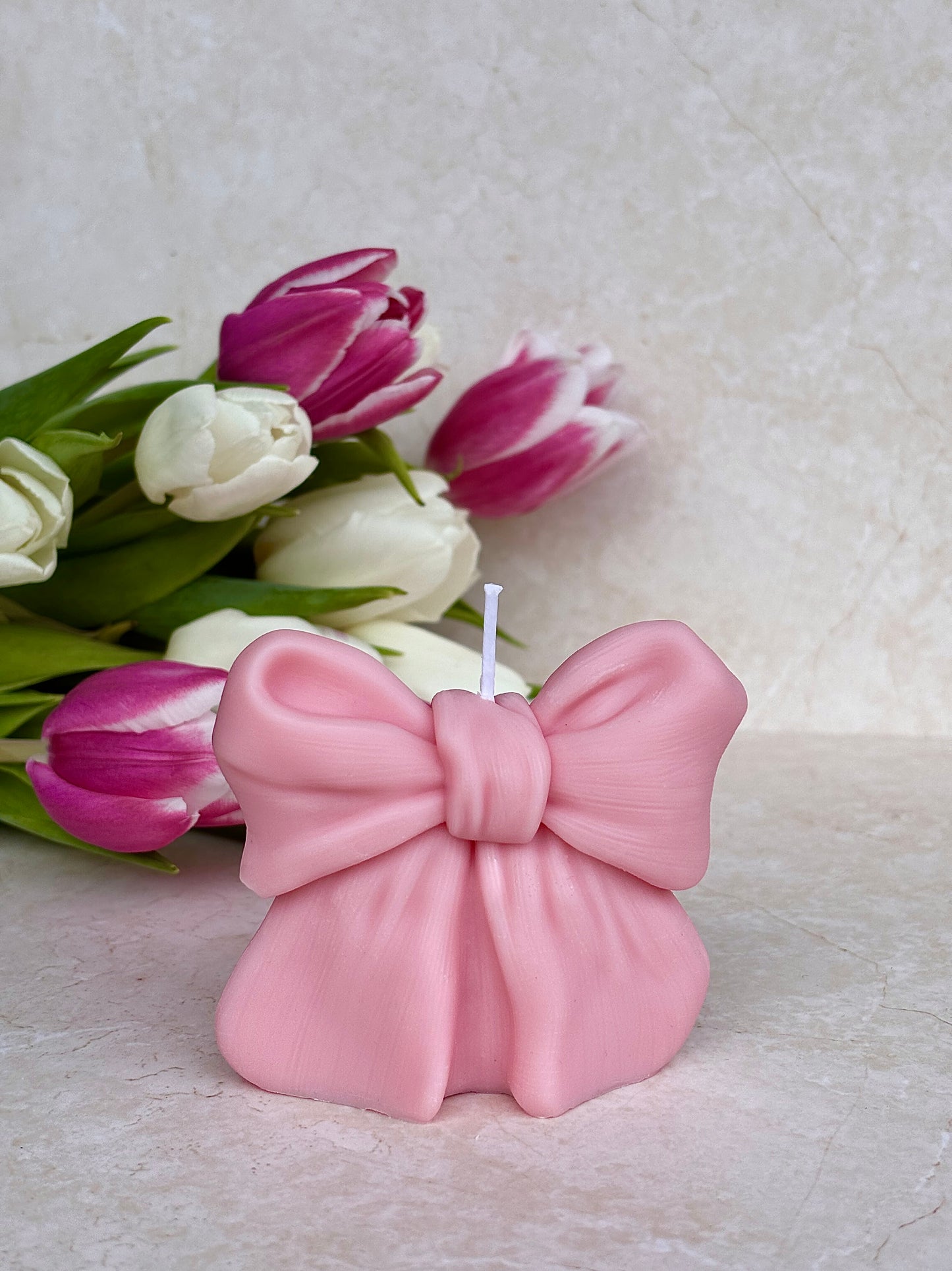 Kerze spring bow rosa