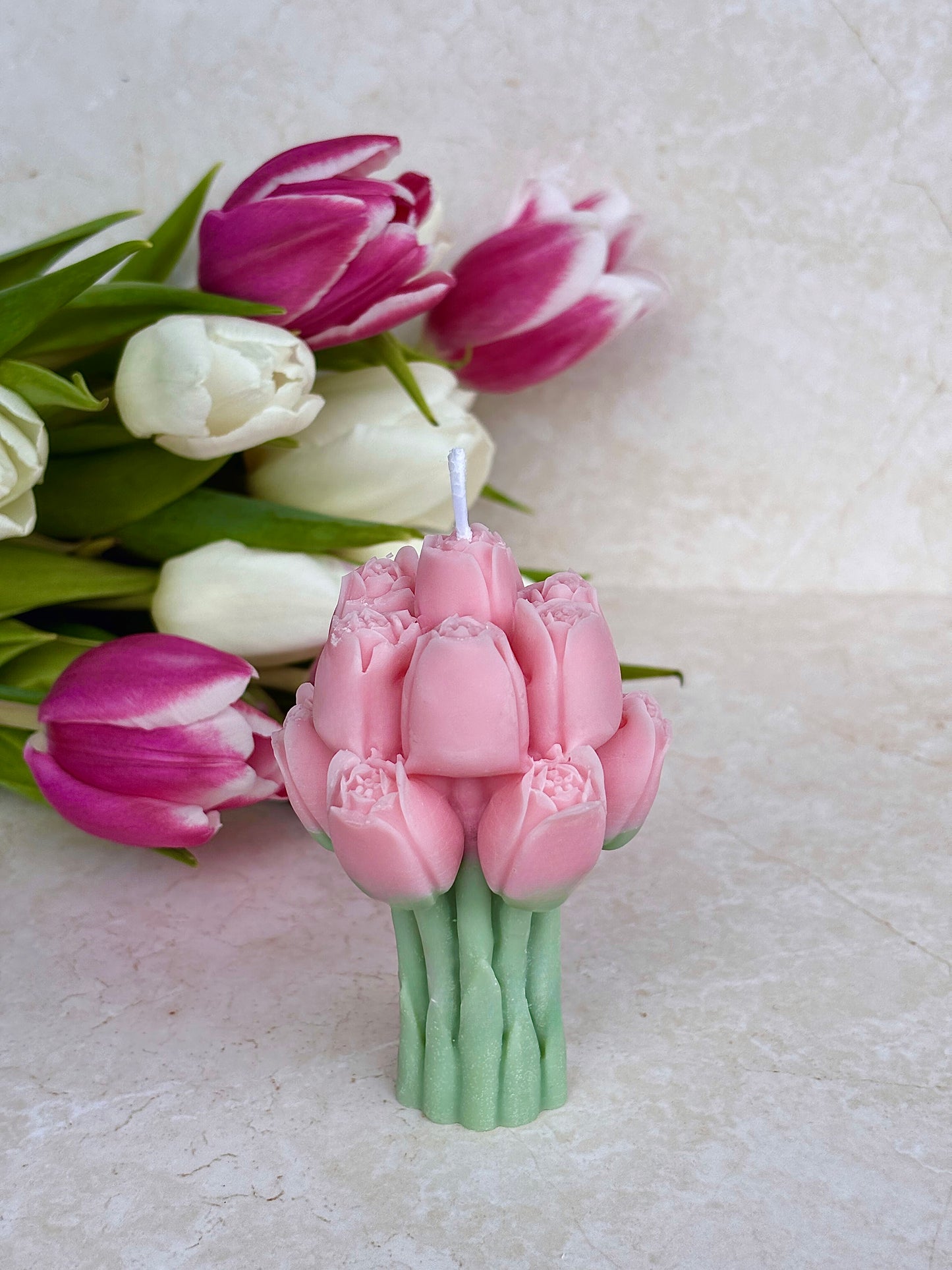 Kerze tulip bouquet rosa