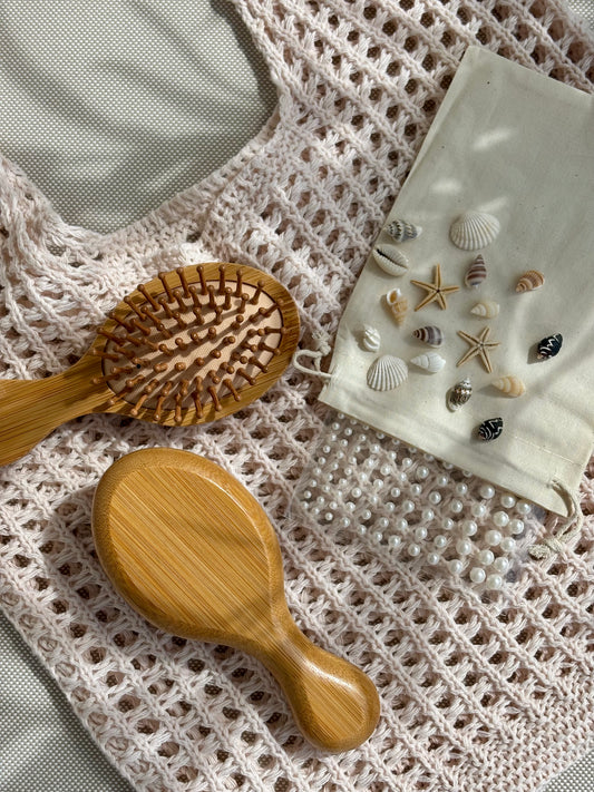 DIY Set Haarbürste mit Muscheln und Perlen